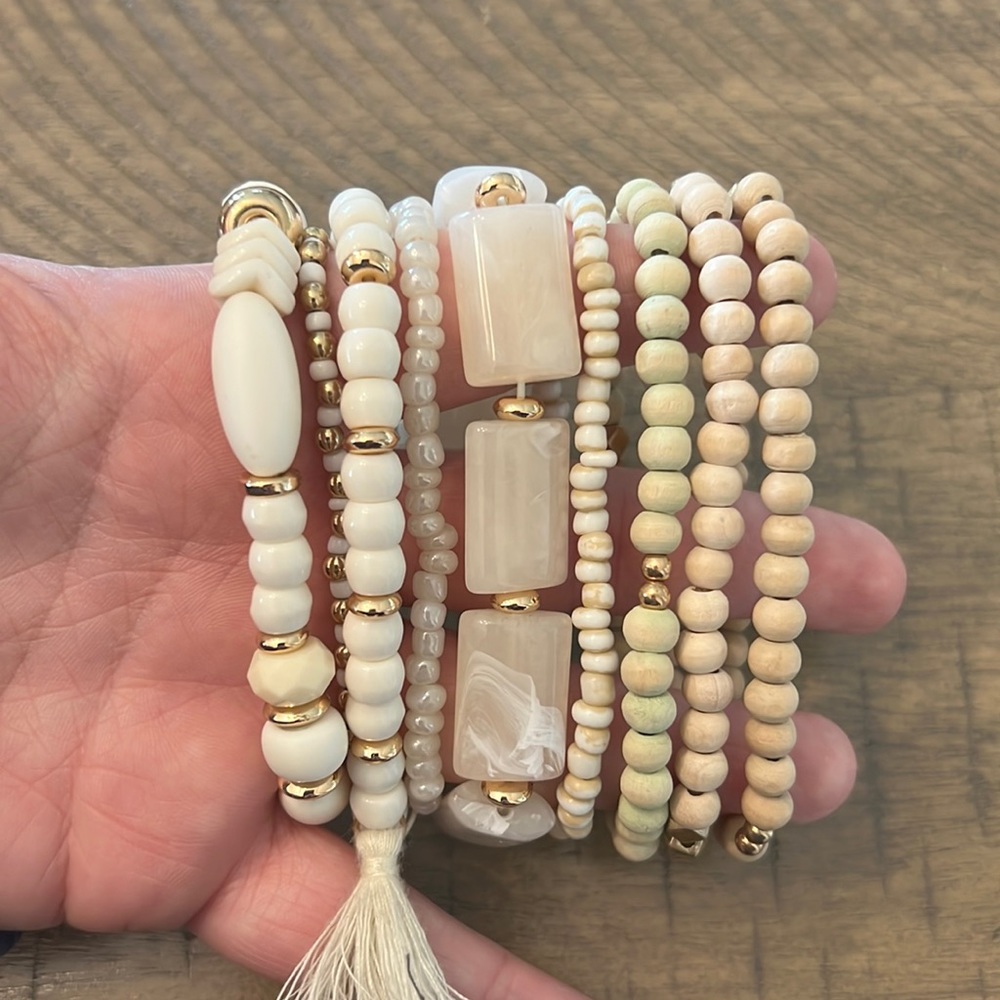 White Bracelet Stack (9 bracelets)